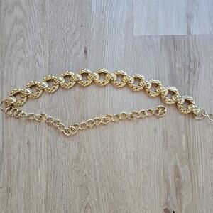 Omega Gold Tone Wrap Metal Ring Adjustable Chain Belt Ornate 80's 90's